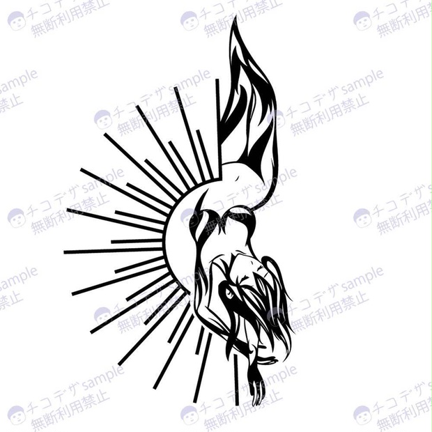 タロット ハングドマン(Hanged Man)のトライバル・タトゥー風マーク - png/ai - 105