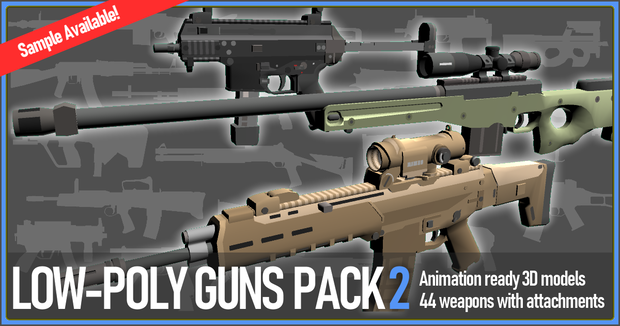 LOW POLY GUNS PACK vol.2 ローポリ銃パック第2弾