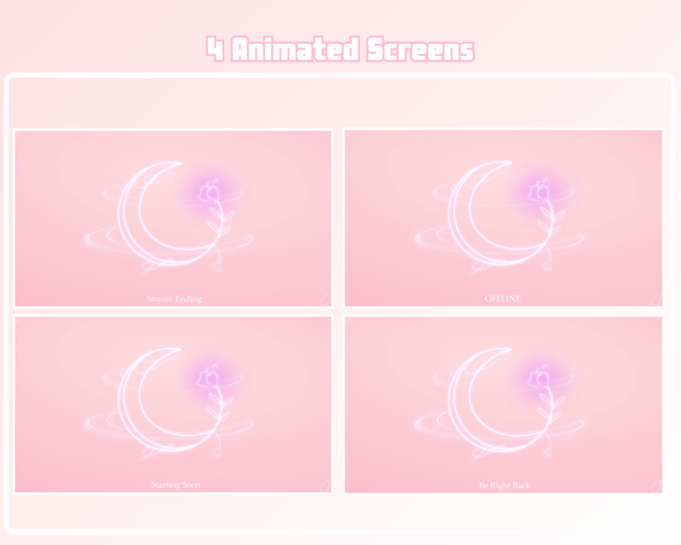 PINK CELESTIAL Simple Animated Screen Overlay / Starting Soon / Stream Ending / Offline / Be Right Back