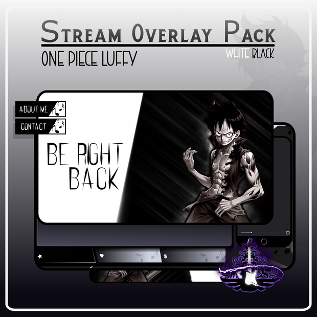One Piece Stream Overlay Animated Pack, One Piece Overlay, Luffy Stream Overlay, Dark Anime Overlay, Rock And Roll Stream Overlay Animated 