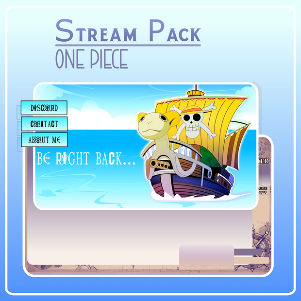 Going Merry Stream Overlay Pack, One Piece overlay animated, Anime Overlay Twitch, Twitch Overlay, Cozy Overlay, Map Stream Overlay 