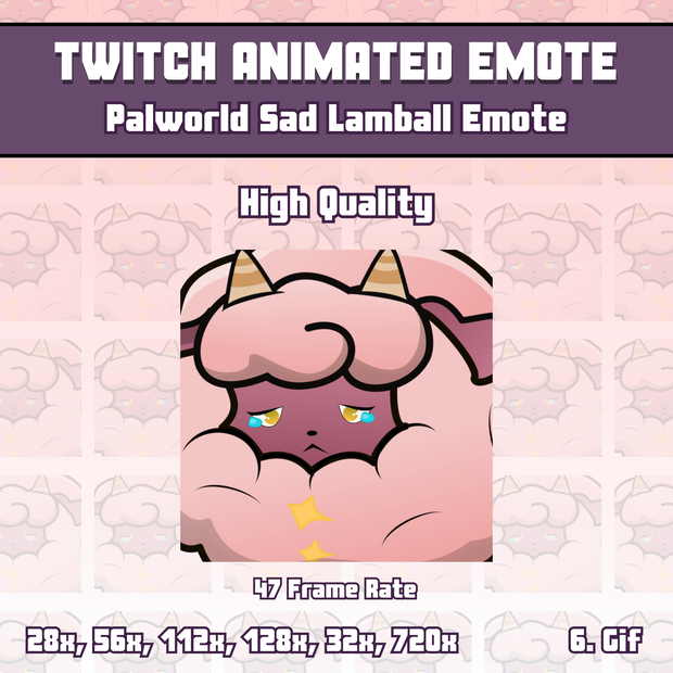 Palworld Sad LAMBALL Animated Emote, Palworld Animated Emote, Palworld Twitch, Twitch/Discord Animated Emote, Animated emote twitch