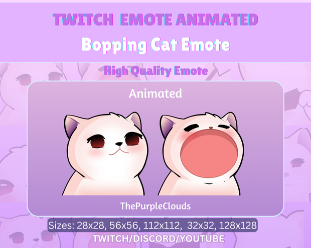 Bop Cat Meme Emote Animated, Twitch Emotes Meme Cat, Bop Cat Animated Emote For Twitch, Twitch/Discord Animated Emote, Animated emote twitch