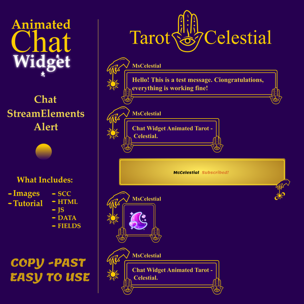 Tarot Chat Widget Twitch Animated, Chat widget streamelements, Stream widget animated, Witch | Celestial | OBS | StreamElements | Tarot
