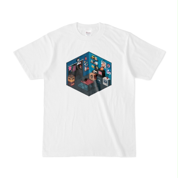 VA-11 Hall-A ジルの部屋風なピクセルルームTシャツ【白】