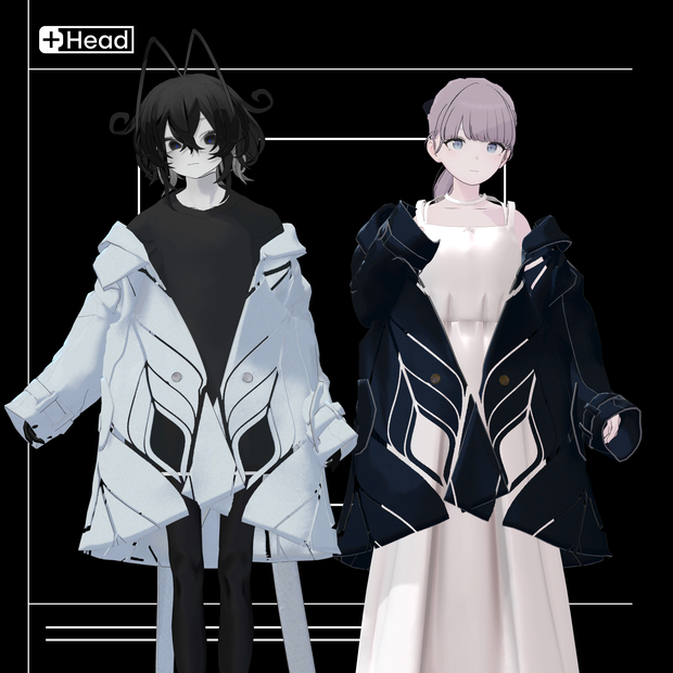 +Head / Lapwing対応衣装モデル Drop Shoulder Trench