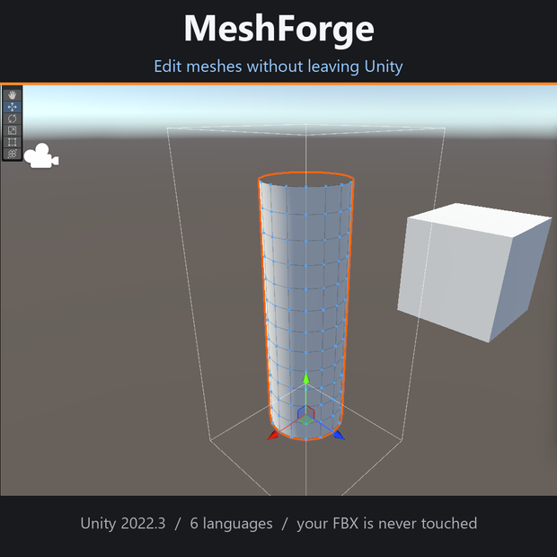 MeshForge - Edit meshes inside Unity (vertex editing, extrude, loop cut, bevel, shape keys)