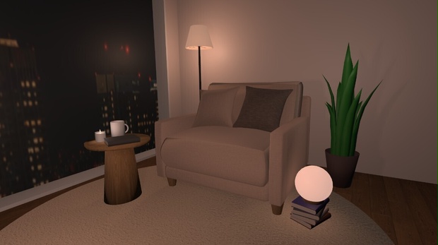 【無料】WindowSideRoom_A｜窓辺のソファセット