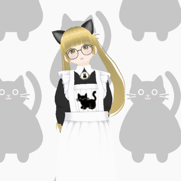 【背景素材】モノトーン黒猫のシームレスパターン背景（正方形・共通デザインのVRoid衣装バリエーション有） [[Monotone Black Cat Seamless Background for VTuber]]