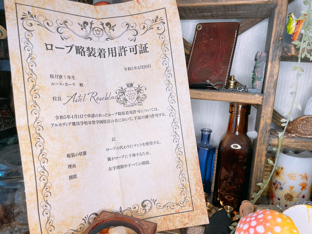ローブ略装着用許可願