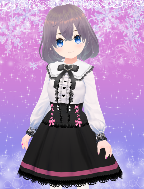 甘フリルのモノクロワンピ