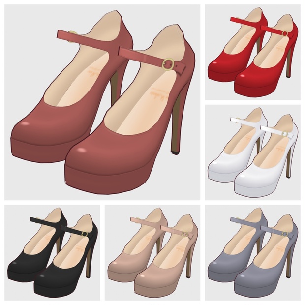 【#VRoid】ストラップハイヒールパンプス【#vroidcustomitem】 - studioH｡ - BOOTH