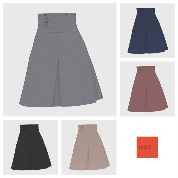 【#VRoid】ハイウエストプリーツスカート【#vroidcustomitem】 - studioH｡ - BOOTH