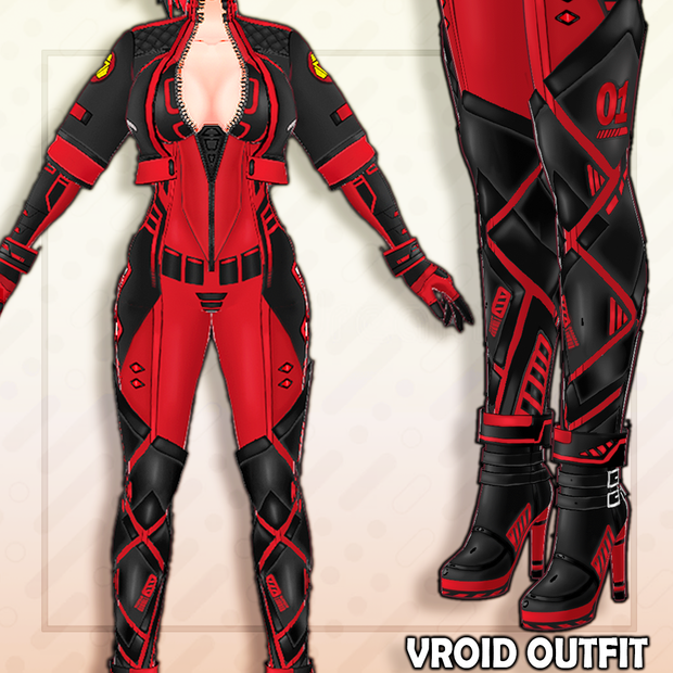 (vroid) Female cyberpunk outfits (multiple colour)