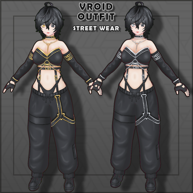 (Vroid) Female Street Wear #1 (衣装) Black version