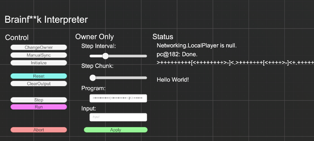 Udon Brainf**k Interpreter(unity package)