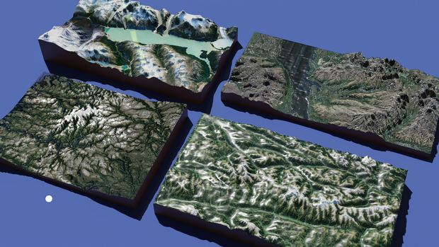 Valley and Mountain 4-piece set 渓谷・山・谷 4種類セット | 3D Model
