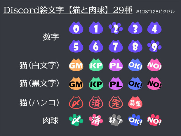 Discord用絵文字　ねことにくきゅう【29種】