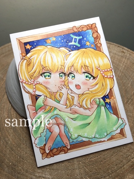 手描きイラスト オリジナル B5 創作 原画 天蓋 紫 蝶 星 双子 女の子