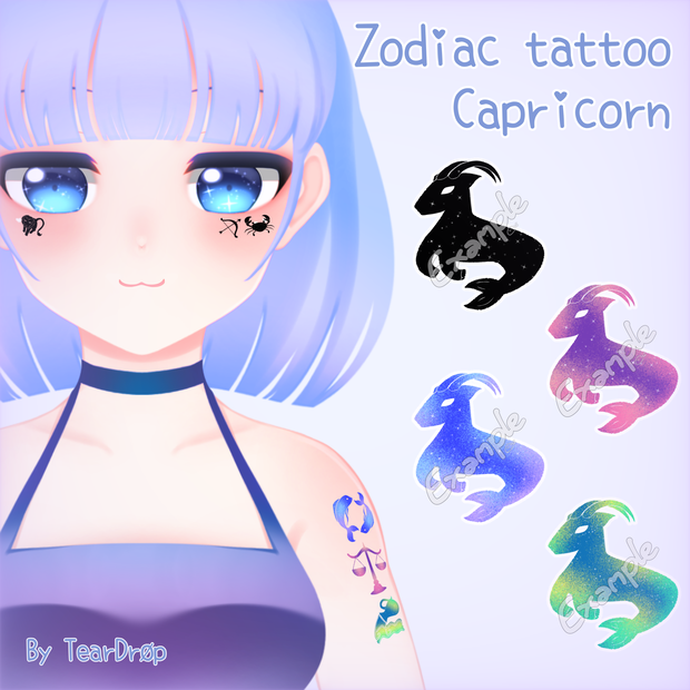  〚PNG〛 Capricorn Zodiac Art Tattoo