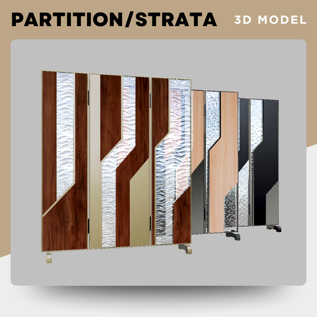 【3Dモデル｜無料あり】異素材パーテーション『STRATA／ストラータ』