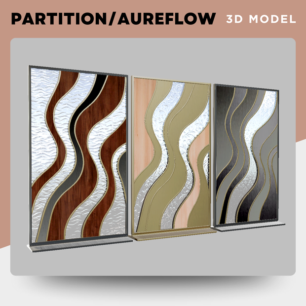 【3Dモデル｜無料あり】異素材パーテーション『AURE FLOW／オーレフロー』