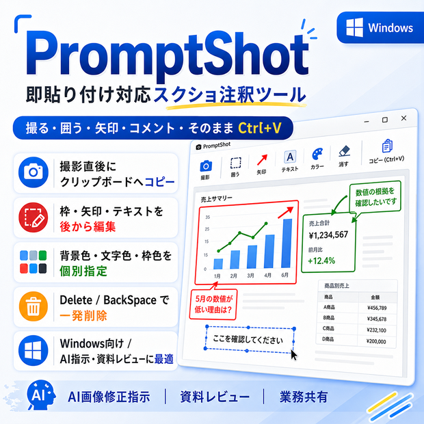 PromptShot - 即貼り付け対応スクショ注釈ツール