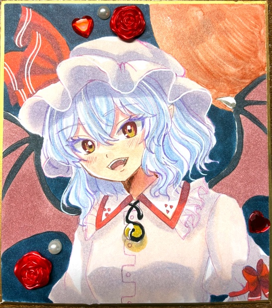 東方Project 手描きイラスト レミリア・スカーレット ミニ色紙