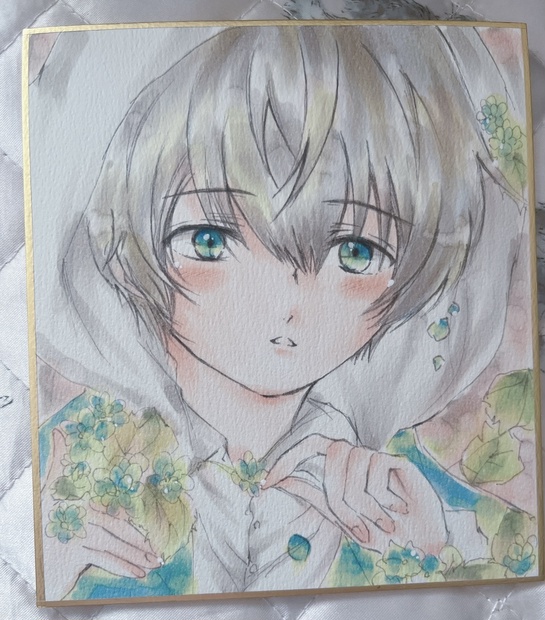 手描きイラスト 色紙 直筆イラスト ショタ 男の子 思いがけない