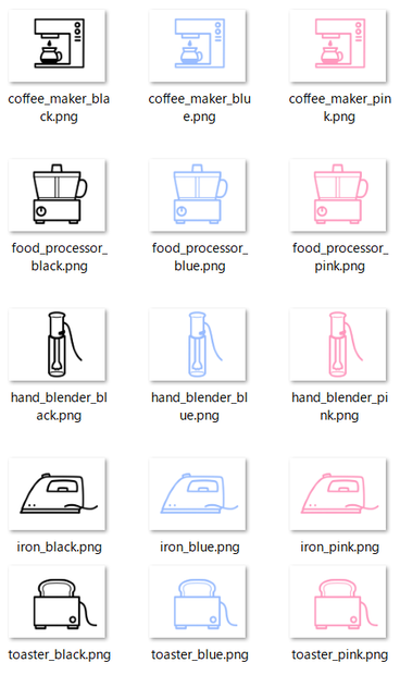 シンプルフラットアイコンセット｜キッチン家電15点（PNG・商用利用OK）