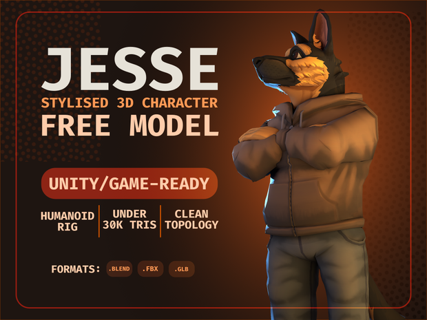Jesse the GSD - VRChat & VTuber Avatar (VRM Included) - v2.0