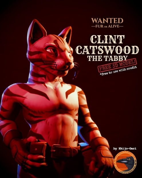 Clint Catswood the Tabby [FREE ORIGINAL 3D MODEL] - v2.0
