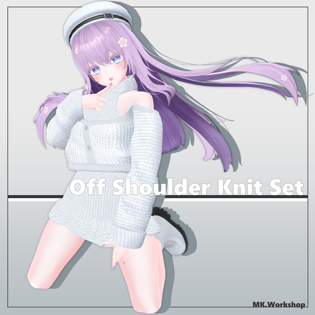 【3アバター対応】Off Shoulder Knit Set