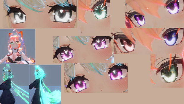 【舞夜（Maya）竜胆（Rindo）用】髪・瞳の素材 Material for hair and eye/Eye texture/Matcap/髪の切り替え効果/Rindo eye and hair Ver.1.5.5/Maya eye hair and body Ver.1.5.5