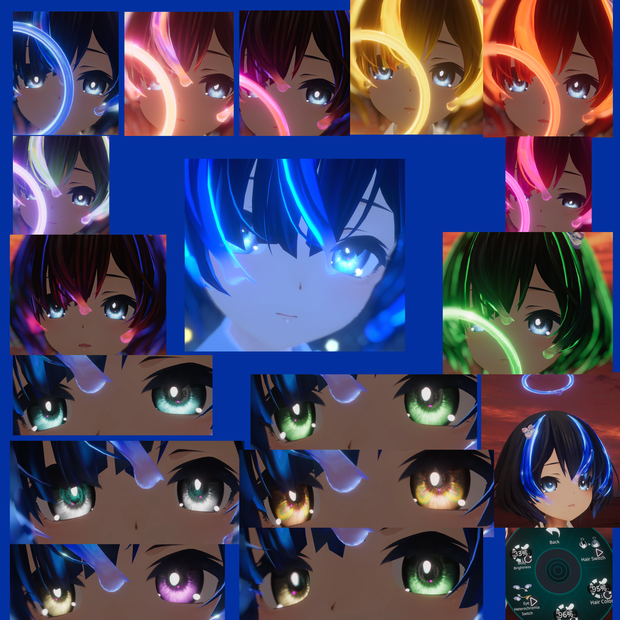 【しずくさん(Shizuku)用】髪・瞳の素材 Material for hair and eye/Eye texture/Matcap/髪の切り替え効果 shizuku eye and hair Ver.2.04