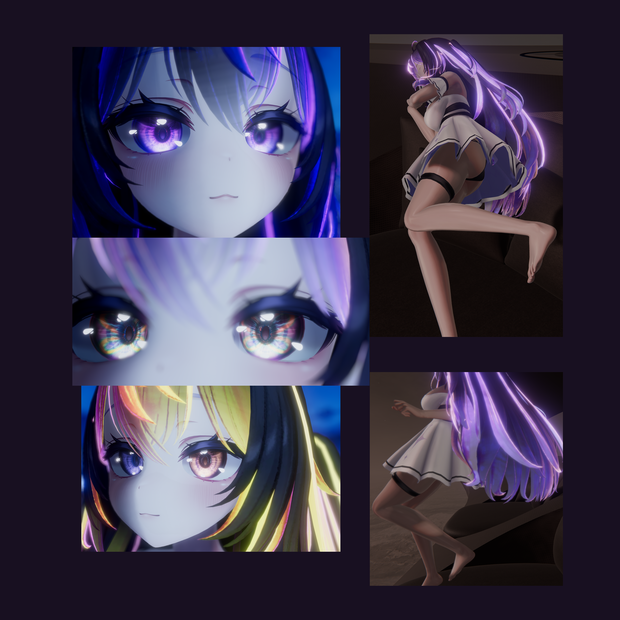 【愛莉(Airi)用】目・髪・体素材/Eye hair and body material/Eye texture/Matcap/髪の切り替え効果 Airi eye and hair Ver.1.02