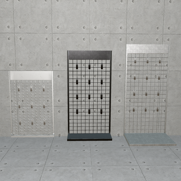 【無料】ワイヤーシェルフ｜VRChat向け ピンズ展示ディスプレイ [GotchaPins]