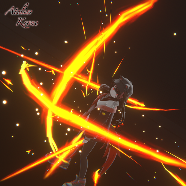 燃え盛る二振りの剣「Particle_TwoHandSwords」