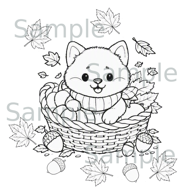わんちゃんの小さな秋ぬり絵
