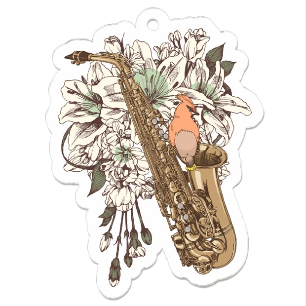 2529】アルトサックス青い紫陽花とユーフォルビアとかすみ草と