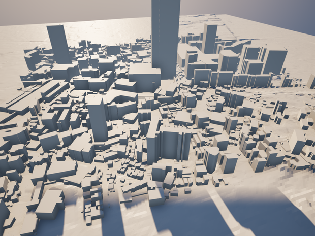 3D都市モデル｜大阪市あべのハルカス周辺 1000m四方