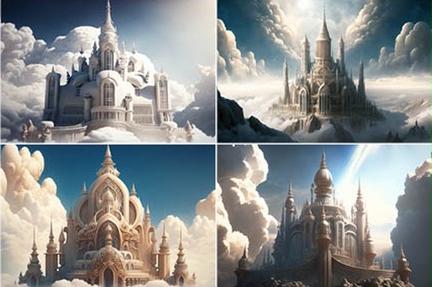 天空の宮殿の外観4枚セット - miamia-fantasy-art shop【商用で使えるファンタジー背景】フリー・有料素材 - BOOTH