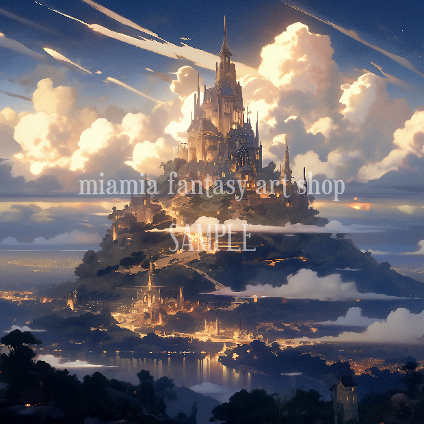 お城のある風景-ファンタジー背景素材