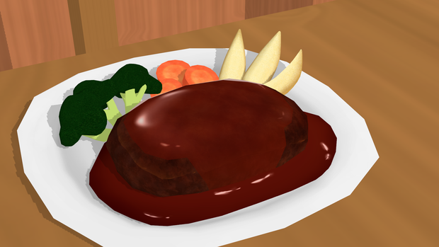 ハンバーグ　3Dモデル