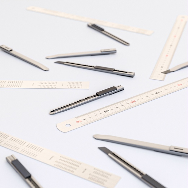 Blending Ruler カッターナイフと30センチ定規【3Dモデル】 - ponta3D - BOOTH