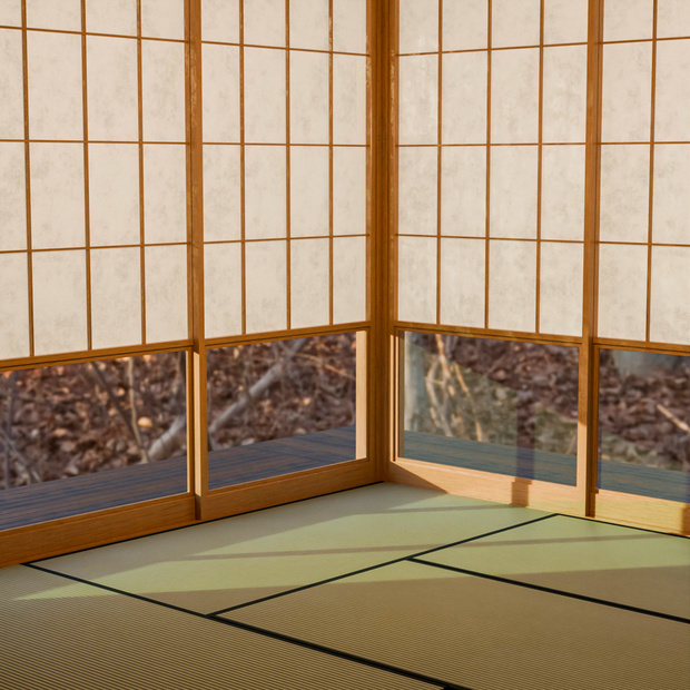 障子と畳【3Dモデル】Shoji screen and tatami