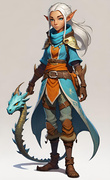 Elven Adventurer with Dragon Companion