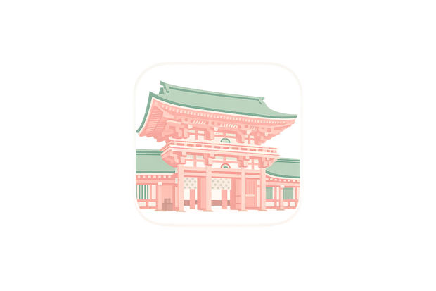MINIMAL SILHOUETTE ICON –神社 楼門/ Shrine / Simple / Color
