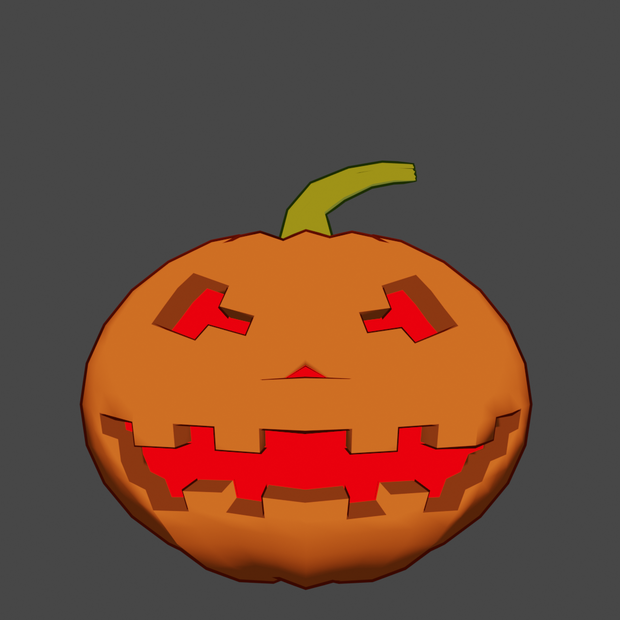 Low Poly Halloween Pumpkin Head (without body)  (VRM & GLB)