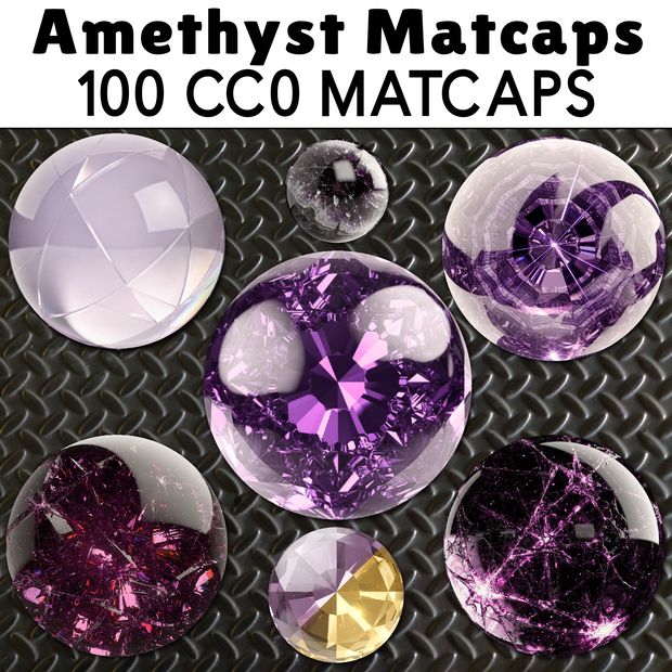 100 Amethyst Matcaps 💜 CC0 商用利用可 💜 Pixel Place 💜